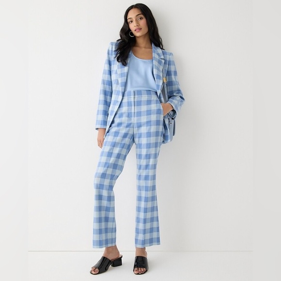 J. Crew Pants - J. Crew Collection Willa cropped flare pant in gingham Italian city wool blend